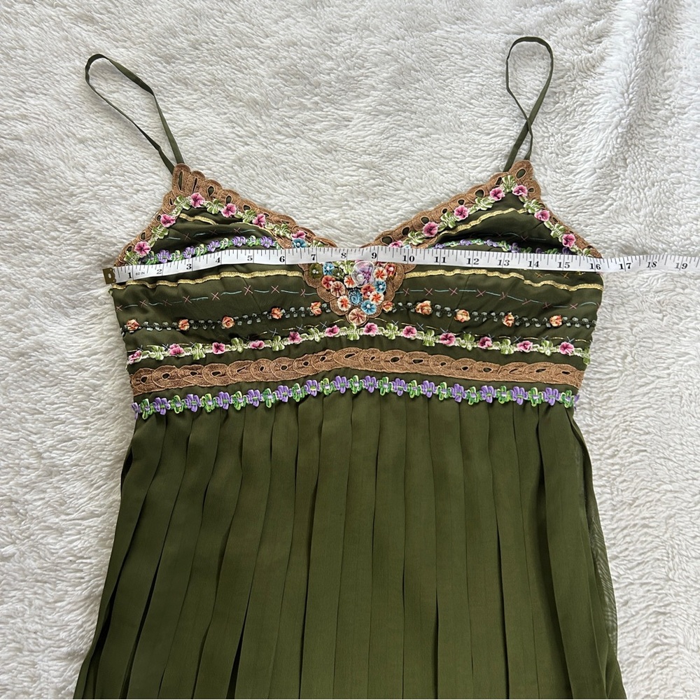 Vintage green embroidered Sue Wong formal mini dress - Picture 4 of 7